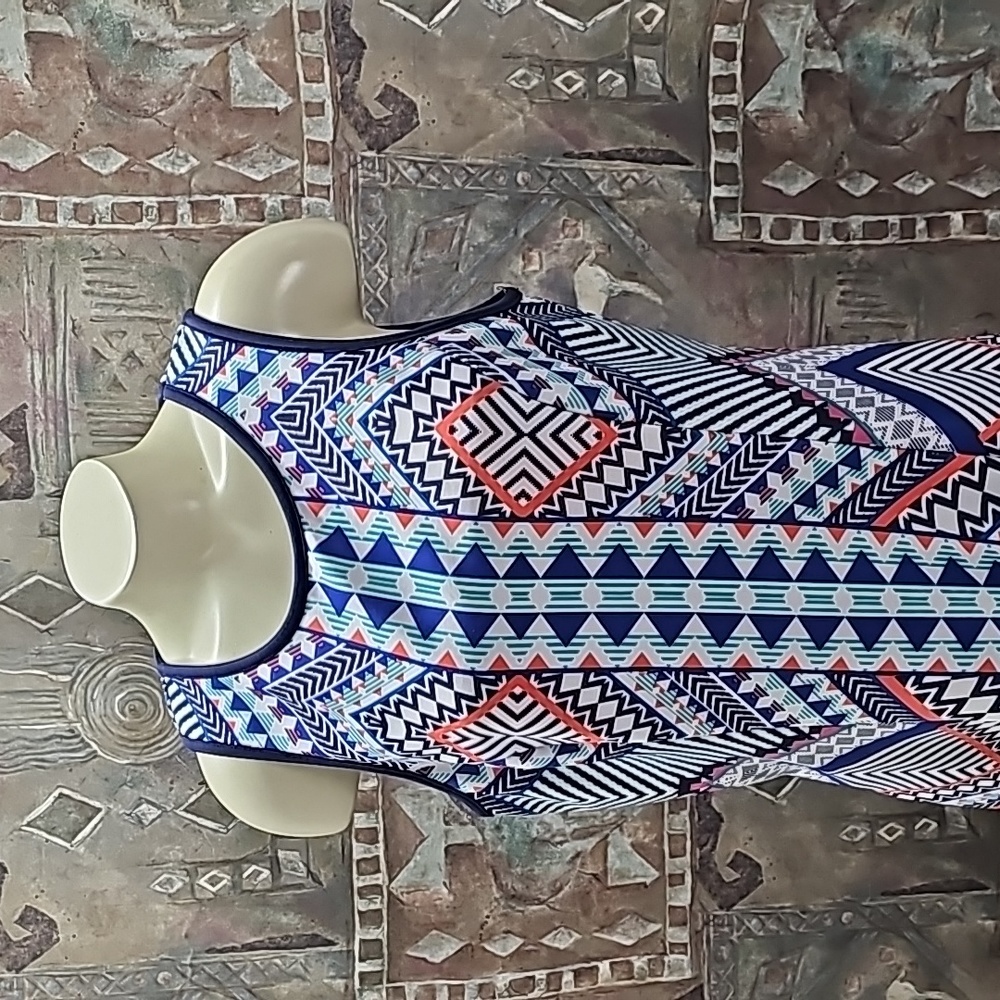 My Michelle sleeveless stretch pull over Aztec design A-line dress XL - Picture 6 of 11